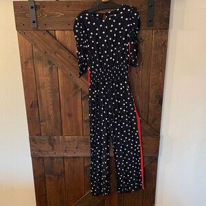 Marks & Spencer Navy Polka Dot Jumpsuit with Red Stripes